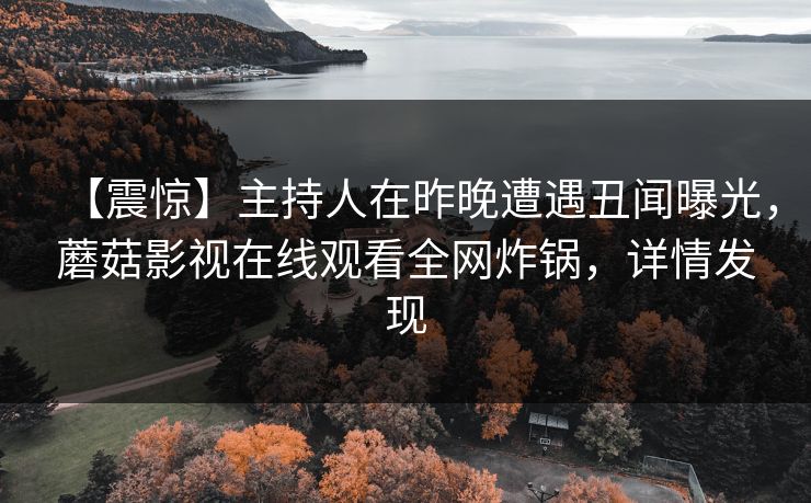 【震惊】主持人在昨晚遭遇丑闻曝光，蘑菇影视在线观看全网炸锅，详情发现