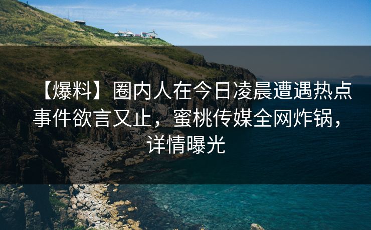 【爆料】圈内人在今日凌晨遭遇热点事件欲言又止，蜜桃传媒全网炸锅，详情曝光