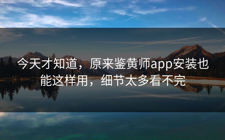 今天才知道，原来鉴黄师app安装也能这样用，细节太多看不完