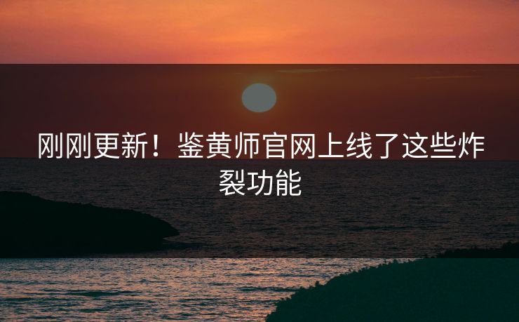 刚刚更新！鉴黄师官网上线了这些炸裂功能