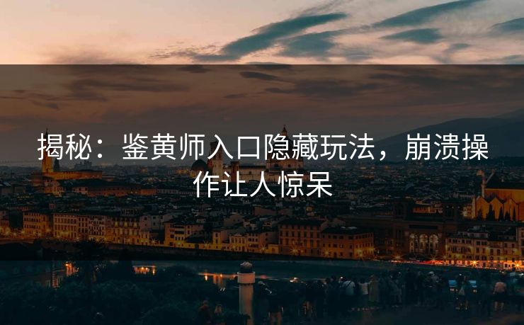 揭秘：鉴黄师入口隐藏玩法，崩溃操作让人惊呆