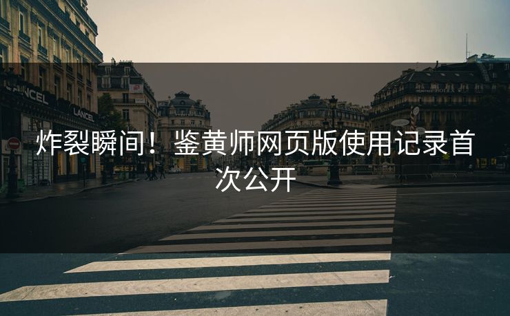 炸裂瞬间！鉴黄师网页版使用记录首次公开