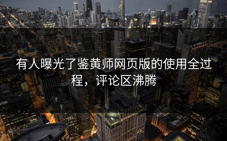 有人曝光了鉴黄师网页版的使用全过程，评论区沸腾