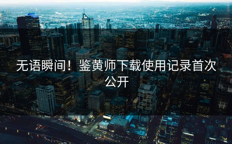 无语瞬间！鉴黄师下载使用记录首次公开