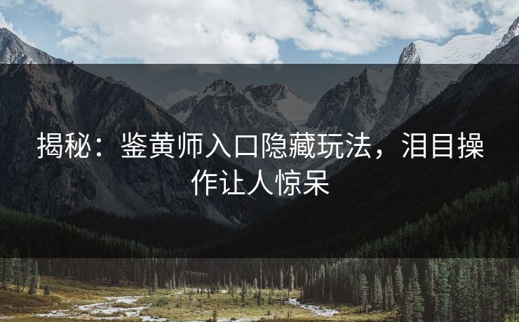 揭秘：鉴黄师入口隐藏玩法，泪目操作让人惊呆