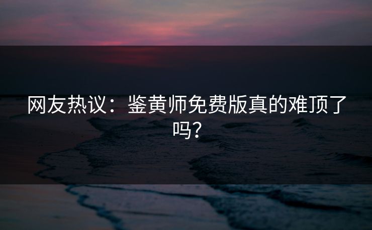 网友热议：鉴黄师免费版真的难顶了吗？