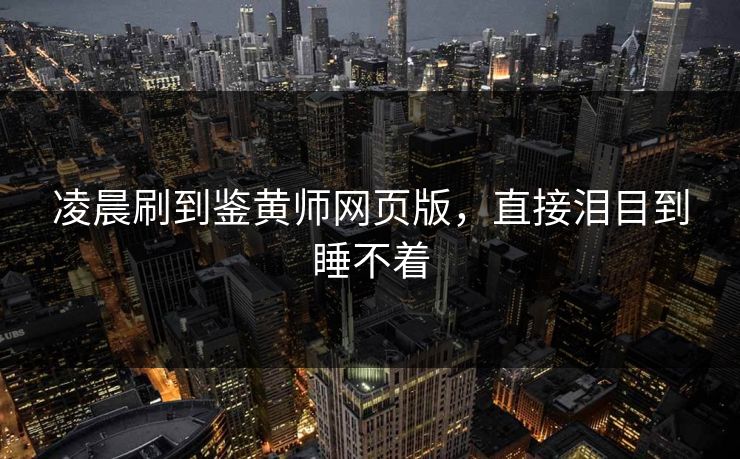 凌晨刷到鉴黄师网页版，直接泪目到睡不着