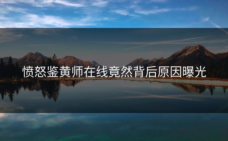 愤怒鉴黄师在线竟然背后原因曝光