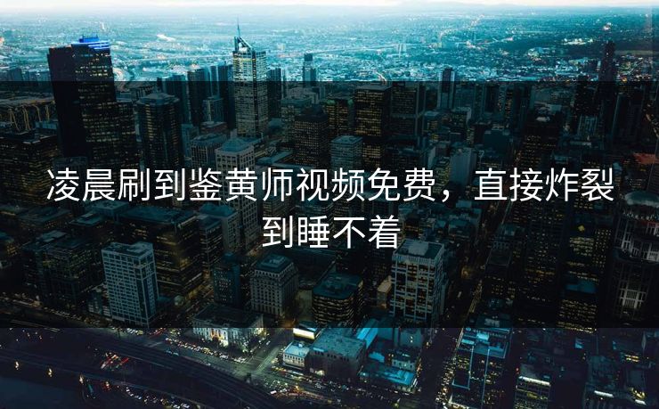 凌晨刷到鉴黄师视频免费，直接炸裂到睡不着