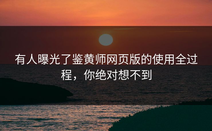 有人曝光了鉴黄师网页版的使用全过程，你绝对想不到