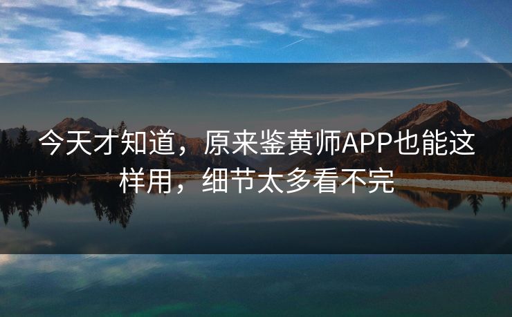 今天才知道，原来鉴黄师APP也能这样用，细节太多看不完
