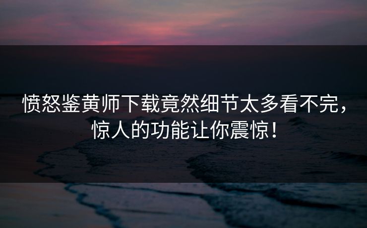 愤怒鉴黄师下载竟然细节太多看不完，惊人的功能让你震惊！