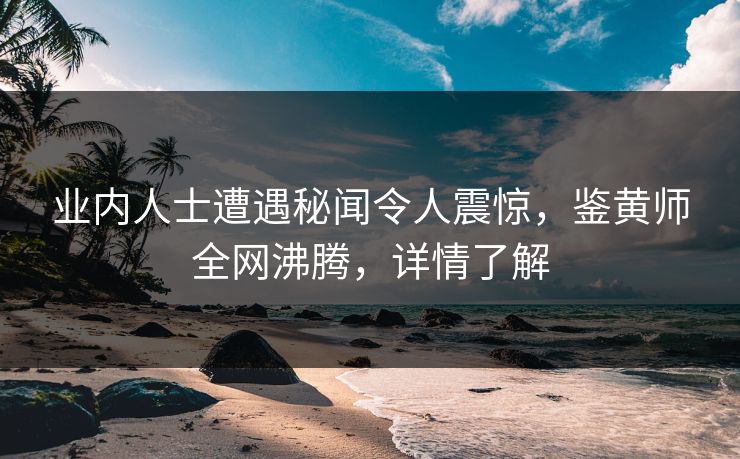 业内人士遭遇秘闻令人震惊，鉴黄师全网沸腾，详情了解