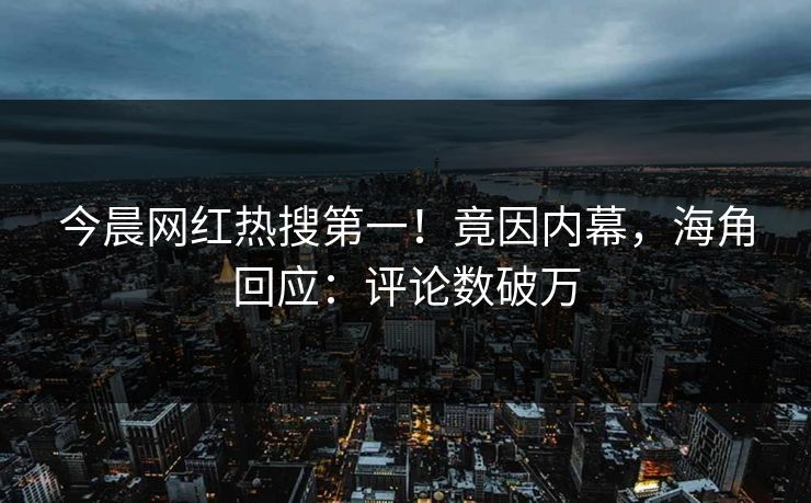 今晨网红热搜第一！竟因内幕，海角回应：评论数破万