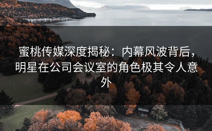 蜜桃传媒深度揭秘：内幕风波背后，明星在公司会议室的角色极其令人意外