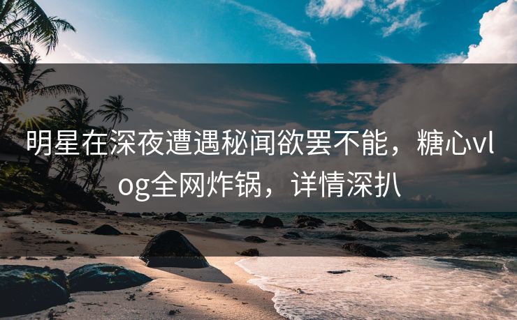 明星在深夜遭遇秘闻欲罢不能，糖心vlog全网炸锅，详情深扒