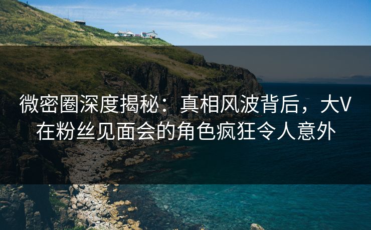 微密圈深度揭秘：真相风波背后，大V在粉丝见面会的角色疯狂令人意外