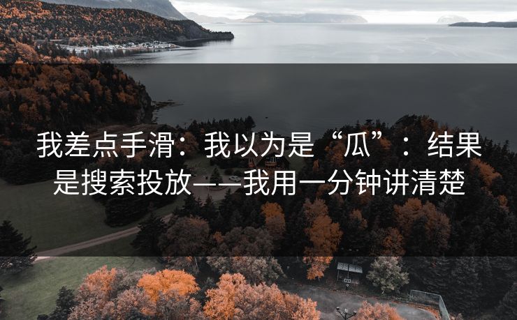 我差点手滑：我以为是“瓜”：结果是搜索投放——我用一分钟讲清楚